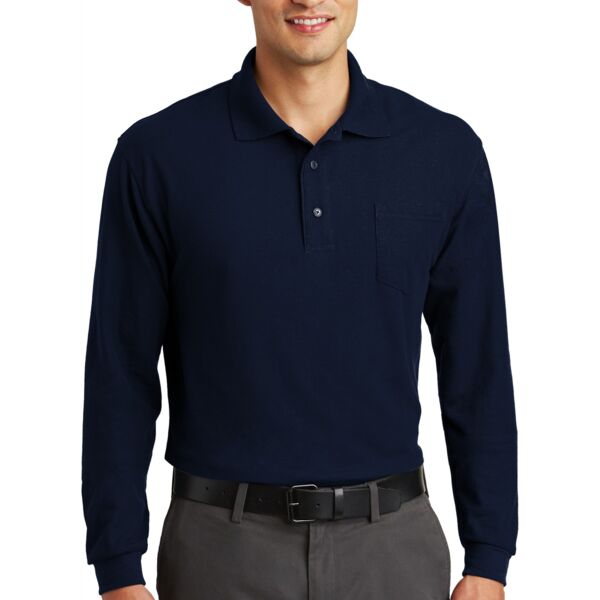 Long Sleeve Silk Touch Polo with Pocket Miniatura