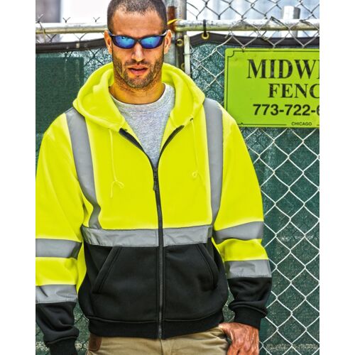 Unisex Hi-Vis Full-Zip Hooded Sweatshirt Miniatura