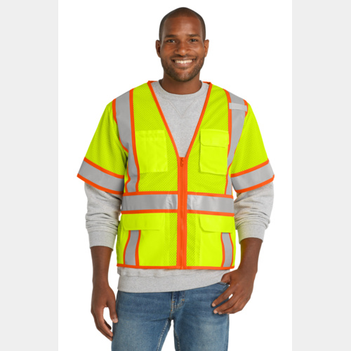 Ansi 107 Class 3 Surveyor Mesh Zippered Two Tone Short Sleeve Vest Miniatura