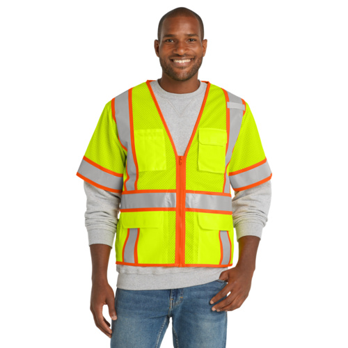 Ansi 107 Class 3 Surveyor Mesh Zippered Two Tone Short Sleeve Vest Miniatura